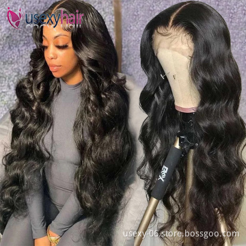 Alibaba wigs 100 human hair body wave transparent HD frontal lace wig lace front wigs human hair pre plucked